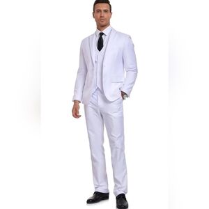 Men's 3 Piece Suits Big and Tall, Two Button Solid Tuxedo Jacket